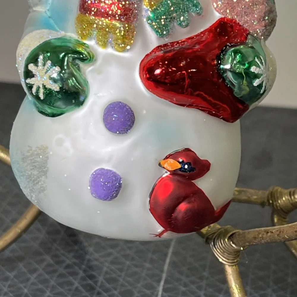 Vtg Radko Hot & Frosty Snowman Glass Christmas Ornament 5